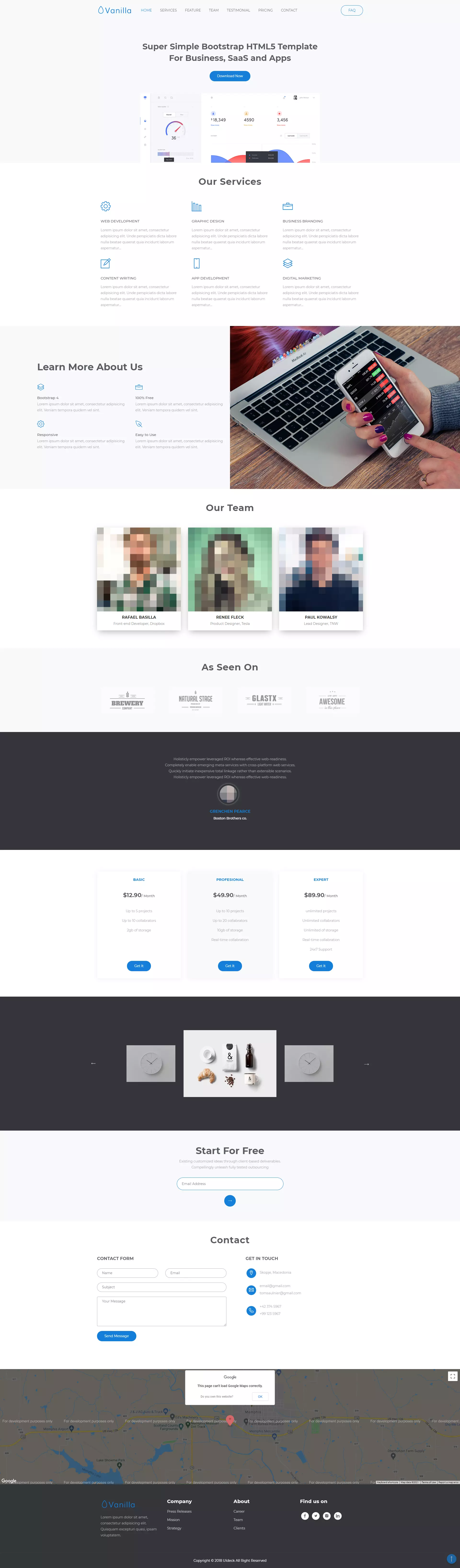 vanilla Website Template